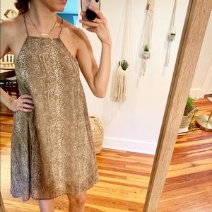 Snake print backless dress